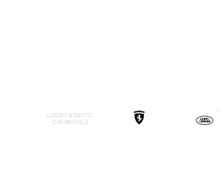 Sun and Speed full logo with featured brands of Ferrari, Lamborghini, Porsche, Mercedes-Benz, Land Rover, and McLaren