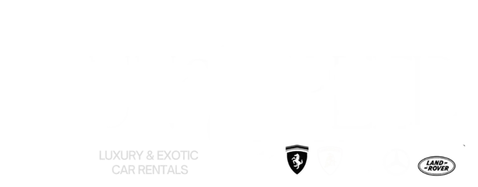 Sun and Speed full logo with featured brands of Ferrari, Lamborghini, Porsche, Mercedes-Benz, Land Rover, and McLaren